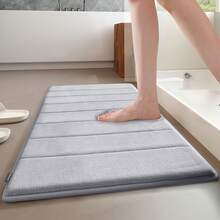 1pc Luxurious Soft Coral Fleece Floor Mat, Non-Slip, Hand Washable - Ideal For Bathroom, Living Room, Entryway - Elegant Gray Rectangular Mat, Bathroom Mat - Grey - View 11