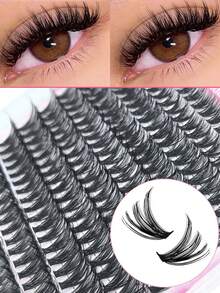 200pcs 40D Fluffy DIY Cluster Lashes - 10-18mm Mixed Length Eyelash Extension 0.07mm Russian D Curl Thick And Reusable Dramatic Lashes For Beginners Easy To Use - 10 Rows Lash Clusters,Eyelash Clusters,Individual Eyelashes,Lashes,Fake Lashes - D - View 7