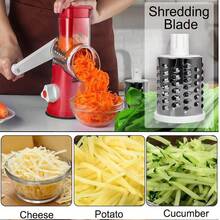 3pcs Interchangeable Blades Handheld Rotary Cheese Grater And Vegetable Slicer - Kitchen Set - For Grating Cheese, Potatoes, Zucchini, Nuts And Chocolate - Multicolor - View 1