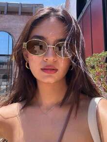 1副复古女士椭圆形菱形时尚眼镜，适合休闲、海滩、派对、婚礼、假日街拍和摄影道具 - 彩色 - 查看 3