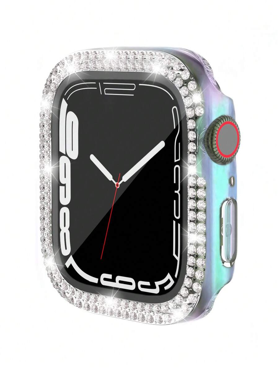 1 miếng dán màn hình kính cường lực siêu mỏng 2 trong 1 chống rơi, đính đá nhiều màu sắc, thời trang, phù hợp với 40/41/42/44/45/46/49mm, tương thích với dòng Ultra/SE/11/10/9/8/7/6/5/4, phụ kiện đồng hồ thông minh.