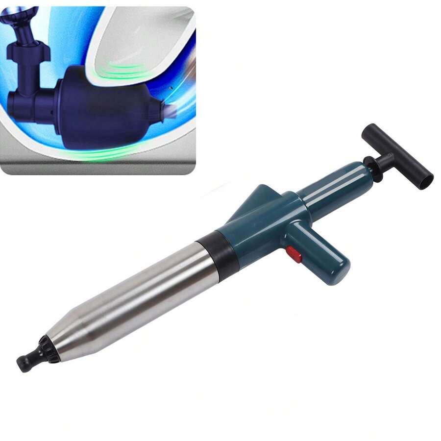 Desatascador de desagües de aire de acero inoxidable de alta presión, herramienta para desatascar tuberías. - Verde - Ver 1