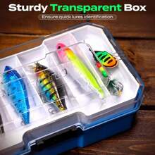 Fishing Lures Kit With Removable Tray 373PCS Fishing Tackle Box With Tackle Included Fishing Gear Pliers Weights Hooks Accessories Fishing Tackle Lure Kit Gifts For Men Bass Trout - 如圖 - 查看 3