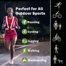 1pc High Visibility Reflective Vest For Running And Night Riding - Adjustable Strap For Adults And Children - Stay  And Visible In Low Light Conditions - 彩色 - 查看 5