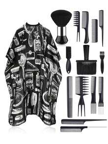 CTZIHGAO Styling Comb Set,Professional Hairdressing Supplies 1/2/3Pcs Sets, Hairdressing Capes, Hairdressing Capes With Neck Dust Brush, Hairdressing Aprons, Salon Aprons, Hair Coloring Capes, Cleaning Brushes, Salon Spray Bottles, Styling Spray Bottles, Alcohol Spray Bottles, Pressure Spray Bottles, Hairdressing Tools, Hair Products And Accessories. Suitable For Hair Salons, Beauty Salons, And Back-To-School Season. - Black - View 15