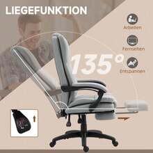 Office Chair With Massage Function, Ergonomic Reclining Office Chair, Height-Adjustable Executive Chair With Swivel Function, Footrest, Remote Control, Faux Leather, Light Gray - Light Grey - View 6