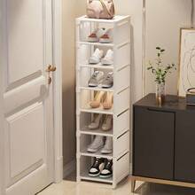 1 pieza Estantería metálica ajustable de 4/6/8 niveles - Sin herramientas necesarias, estantería de almacenamiento de entrada portátil, adecuada para dormitorio y hogar, solución de almacenamiento de zapatillas y zapatos de varias capas, diseño minimalista blanco/negro | Organizador de zapatos duradero - Negro - Ver 6
