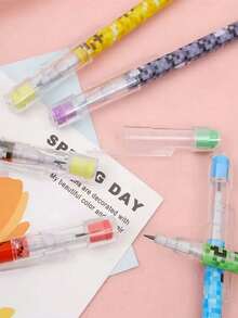 Bộ 6/12 bút chì tự động khảm mosaic sáng tạo, màu sắc và kiểu dáng ngẫu nhiên (6 chiếc/gói), bút chì hoạt hình 9 ngăn bên trong, văn phòng phẩm sáng tạo chất lượng cao dành cho học sinh, bộ dụng cụ vẽ, đồ dùng văn phòng phẩm. - Nhiều màu - Xem 4