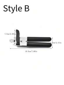 1pc Multi-Function Manual Can Opener/Bottle Opener - Classic Design, Easy To Use, No Sharp Edges, Durable Stainless Steel Blade And Cutting Wheel, Smooth Cutting Edge, Extra Large Knob For Easy Turning, Ergonomic Soft Rubber Handle, Versatile Kitchen Tool