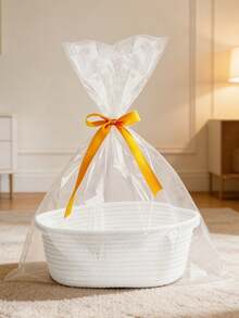 This Is A Hand-Woven Gift Basket And Storage Basket Made Of Rope, Very Suitable For Storing Snacks, Toys, Gifts, Cosmetics, Toiletries, Etc. This Is A Multi-Functional Oval-Shaped Storage Basket, Very Suitable As A Holiday Gift, For Daily Home Use, And For Storing Gifts. - Ribbon Gift Basket - View 5