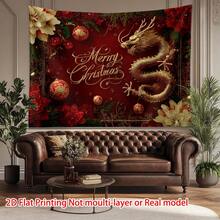 这款2D印花背景布以春节龙和牡丹花为图案，展现中国新年龙的喜庆氛围，采用涤纶材质制成。红色花卉图案的中国新年背景横幅，是传统亚洲派对装饰的理想之选，非常适合办公室、庭院和客厅等场所。这款背景布也适用于户外节日装饰和生日庆祝活动。 - 多色5 - 查看 5