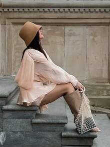 Women's Slouchy Knee High Boots Open Toe Wedge Heel Wide Calf Pull On For Winter Fall Fashion Casual Dress Tall - Camel - View 11