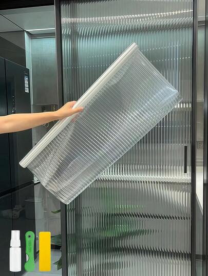 ฟิล์มติดกระจกแบบมีร่อง, ฟิล์มกระจกฝ้า, สติ๊กเกอร์ตกแต่ง 3 มิติแบบถอดได้ ป้องกันแสงแดด ป้องกันรังสียูวี ที่ปิดกระจกประตูและหน้าต่าง, ไวนิลแบบสถิตไม่ต้องใช้กาวสำหรับห้องน้ำ บ้าน สำนักงาน