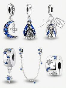 1pc Maria Pendant Charm, Suitable For Women Jewelry DIY Bracelet - Silver - View 13