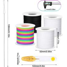 SMI Fine Stretchable Bracelet Making Kit, Includes Scissors And Beading Needles, 4 Rolls Of Elastic Cord, 1mm Stretchy String, Suitable For DIY Crafts, Jewelry Making, Sewing Necklaces, 660ft Long, Colors Include Black, White, Rainbow - Multicolor - View 5