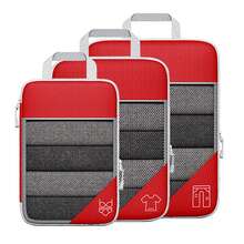 3PCS Compression Packing Cube Kit Mesh Design Visible Waterproof Portable for Travel Daily Use Red - Rojo - Ver 8