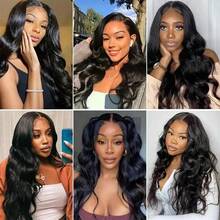 Natural Black Color 13x4 HD Transparent Lace Front Hand Weaves Wigs With Bady Hair Body Wave Wigs Human Blended Hair Lace Frontal Brazilian Virgin Hair Wigs For Women - Natural & Black - View 9