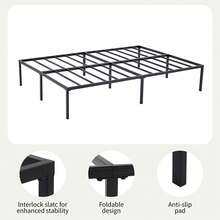 MCC Direct Black Florence Metal Bed Frame, 33cm High With Spacious Underbed Storage, Steel Slat Support, Easy Assembly, Noise-Free, No Box Spring Required - Black - View 5