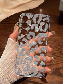 1pc Glitter Leopard Print Soft Silicone Phone Case, Compatible With Huawei Honor, Redmi, Galaxy A04e/12/A13/A14/A34/A50/A52/A53/A54/S21/S22/S23/S24/S25/S25 Ultra/S25 FE/S26/S26 PLUS/S26 ULTRA/S26 EDGE, 6A/7A/8A, 12T/13T/15T/15T Pro - Clear - View 2