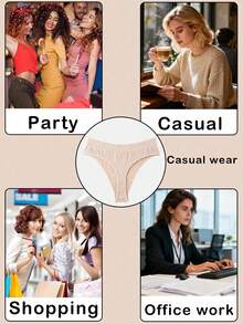 4pcs High Waist Seamless Thong Panties, Women's Lingerie, Sexy Briefs - Multicolor - View 2