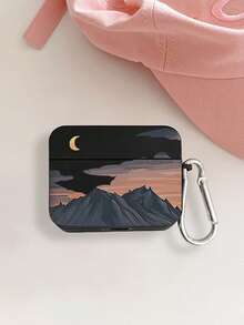 1pc Sunset Pattern Wireless Bluetooth Earphone Case Compatible With Apple 1/2/3/4, Pro/Pro2/Pro3 - Multicolor - View 3