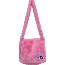 Bolso bandolera de piel de conejo sintética esponjosa, estilo primavera otoño, color caramelo, bolso de mano y de hombro para ir al trabajo, estilo Y2K - Rosa - Ver 5