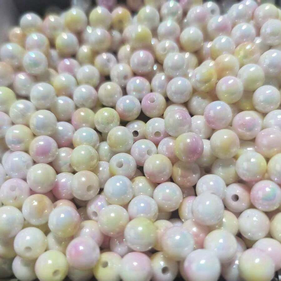 100pcs 8mm Colorful Acrylic Shiny Pearl Beads, Suitable For DIY Jewelry Making And Crafts Decoration - Multicolor - View 1