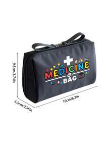 1pc Portable Pill Case, Compact Pill Organizer And First Aid Kit, Colorful "Medication" Themed Makeup Bag, Suitable For Storing Medicines For Travel, Health-Conscious And On-The-Go Users, Essential Medical Accessory, Multi-Functional Fabric Small Medicine Bag - Multicolor - View 9