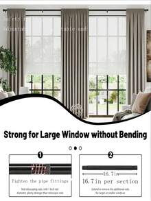 5/8 Inch Black Curtain Rod Set, Heavy Duty For Bedroom, With Brackets, Birthday/Graduation Gift - Black - View 1