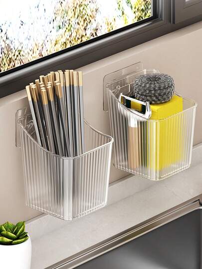 1ชิ้น ตะกร้าเก็บของติดผนังพลาสติก - เหมาะสำหรับจัดเก็บหัวหอม ขิง และกระเทียมในห้องครัว ออกแบบมาสำหรับติดตั้งบนผนัง ประหยัดพื้นที่ ทนทาน พร้อมดีไซน์โปร่งใส | ที่เก็บของระบายอากาศได้ดี