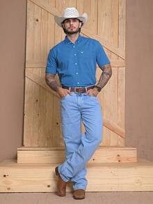 Ultra Jeans Men's Light Wash Country Balloon Baggy Jeans, 100% Cotton, No Elastane, No Lycra - Perfect For Going Out, Rodeos, Livestock Farming, Parties, Cattle Drives, Cowboys, And Stylish Looks. - 淺色水洗藍 - 查看 12