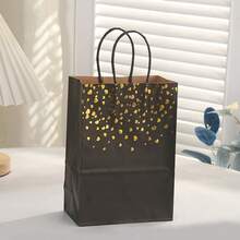 6/8/12/16/24个/套 21*15*8CM 烫印白色心形图案礼品袋带手柄，牛皮纸礼品袋批量供应，适用于生日、婚礼、派对、派对用品和礼品装饰 - 彩色 - 查看 10