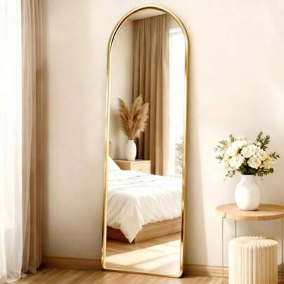 CY   150x40 Cm  Espejo De Piso Cuerpo Completo con Soporte Y Marco Sencillo Ideal para Dormitorio Sala De Estar BañO Vestidor Y DecoracióN De Interiores 150x40 Cm