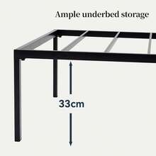 MCC Direct Black Florence Metal Bed Frame, 33cm High With Spacious Underbed Storage, Steel Slat Support, Easy Assembly, Noise-Free, No Box Spring Required - Black - View 6