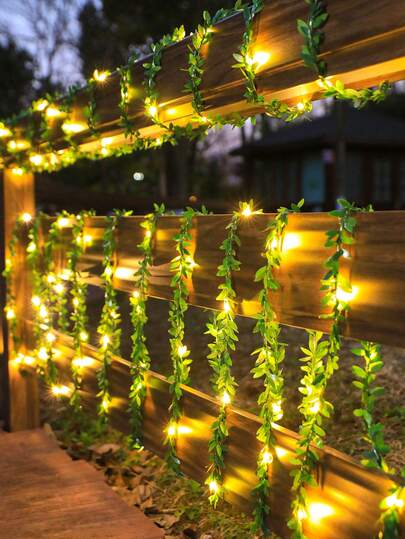 1개 따뜻한 빛 2m/3m/5m LED 그린 라탄 라이트 스트링, 20/30/50 LED 구리선 라이트 스트링, DIY 시뮬레이션 라탄, 실내 및 실외 장식에 적합 - 결혼식, 정원, 파티, 울타리, 방, 가정 장식 (배터리 제외)