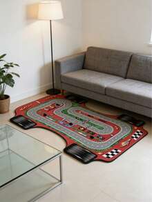 1件独特造型地毯，酷炫赛道地毯，卧室床边绒垫，个性化装饰客厅地毯，衣橱休闲区阳台柔软地毯，时尚设计地毯 - 彩色 - 查看 3