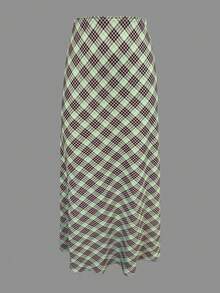 Chân váy nữ kiểu dáng thường ngày, chân váy kẻ caro khóa kéo thời trang mới mùa xuân/hè, trang phục mùa hè cho nữ, thích hợp cho buổi hẹn hò ngày Valentine, trang phục thường ngày ngày lễ. - màu xanh lá - Xem 6