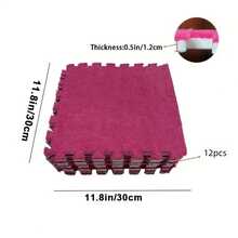 12pcs Patchwork Velvet Carpet, Suitable For Bedroom And Living Room, Floating Window Tatami Mat, Washable And Trimmable Rug - Multicolor - View 9