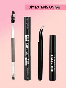 Eyelash Glue Tool Kit, Waterproof Eyelash Glue, Includes Eyelash Glue, Setting Liquid, Eyelash Tweezers, Remover, Sweat-Proof, Soft, Quick-Drying, Non-Irritating, Essential Eye Makeup Tools - Multicolor - View 3