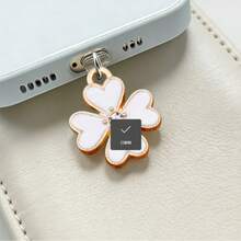 Nút bịt cổng điện thoại hình cỏ ba lá may mắn thời trang NYC, chất liệu kép hợp kim + PVC, bảo vệ cổng điện thoại đa năng, quà tặng cho mẹ, gia đình, bạn bè, trẻ em, sinh nhật, ngày lễ, phụ kiện điện thoại, bùa may mắn. - trắng - Xem 6