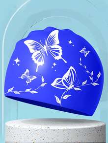 1pc Adult Silicone Swim Cap, Elegant Butterfly Pattern, Waterproof Anti-Slip, Comfortable Elastic, Suitable For Short Or Long Hair - Multicolor - View 12