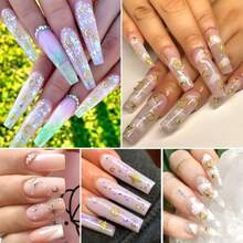 3D Metal Stars Nail Charms Gold Starlight Cross Nail Art Glitter Flakes Alloy Metallic Stars Rivet Studs Decorations For Women Girls Nails DIY Crafts Supplies - GoldSilverWhite - View 6