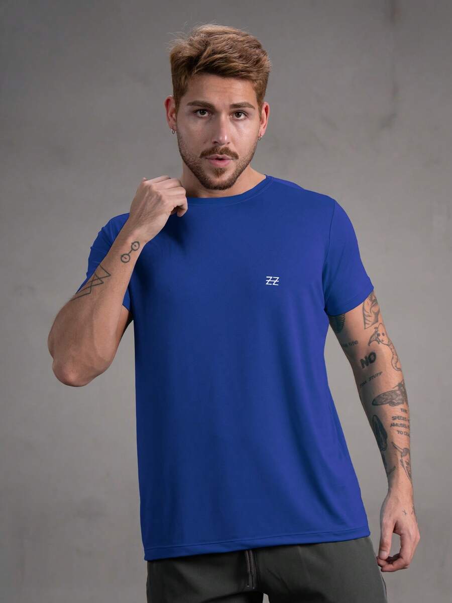 Men's Dry Fit Polyamide Training Gym T-Shirt - 藍色 - 查看 1