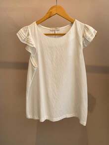 Women's Basic Blouse With Layered Sleeves - Blanco - Ver 1