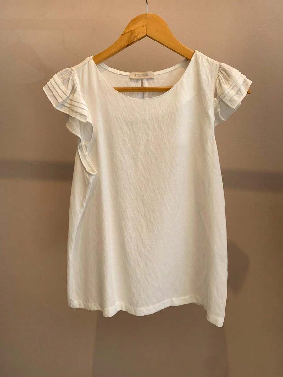 Women's Basic Blouse With Layered Sleeves - Blanco - Ver 1