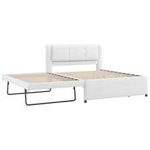 MERAX Full Size Upholstery Platform Bed With Trundle,Trundle Can Be Flat Or Erected - 米色 - 查看 6