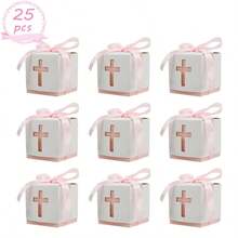 25 hộp giấy đựng kẹo hình thánh giá chủ đề lễ rửa tội, kèm ruy băng, thích hợp làm quà tặng lễ rước lễ lần đầu, quà tặng cho lễ rửa tội, tiệc mừng em bé chào đời. - Nhiều màu - Xem 11