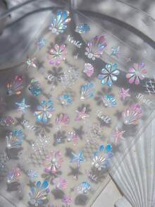 1 miếng dán móng tay 5D hình vỏ sò, ngọc trai, sao biển, sò điệp, lưới đánh cá, phong cách ven biển, tự dính, thích hợp cho nữ giới trang trí móng tay trong kỳ nghỉ hè, các bữa tiệc ngày lễ. - Nhiều màu - Xem 10