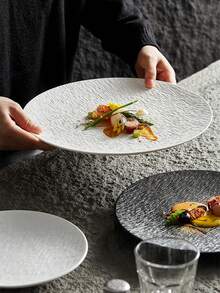 复古磨砂塑料餐盘，沙拉盘，甜点盘，适用于家庭、宿舍、厨房、餐厅，餐具配件，厨房用品 - 彩色 - 查看 8