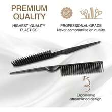 3-Row Rat Tail Styling Comb Set (4PCS) – Flexible Comb For Detangling, Defining Curls, And Sectioning Hair - / - 查看 3